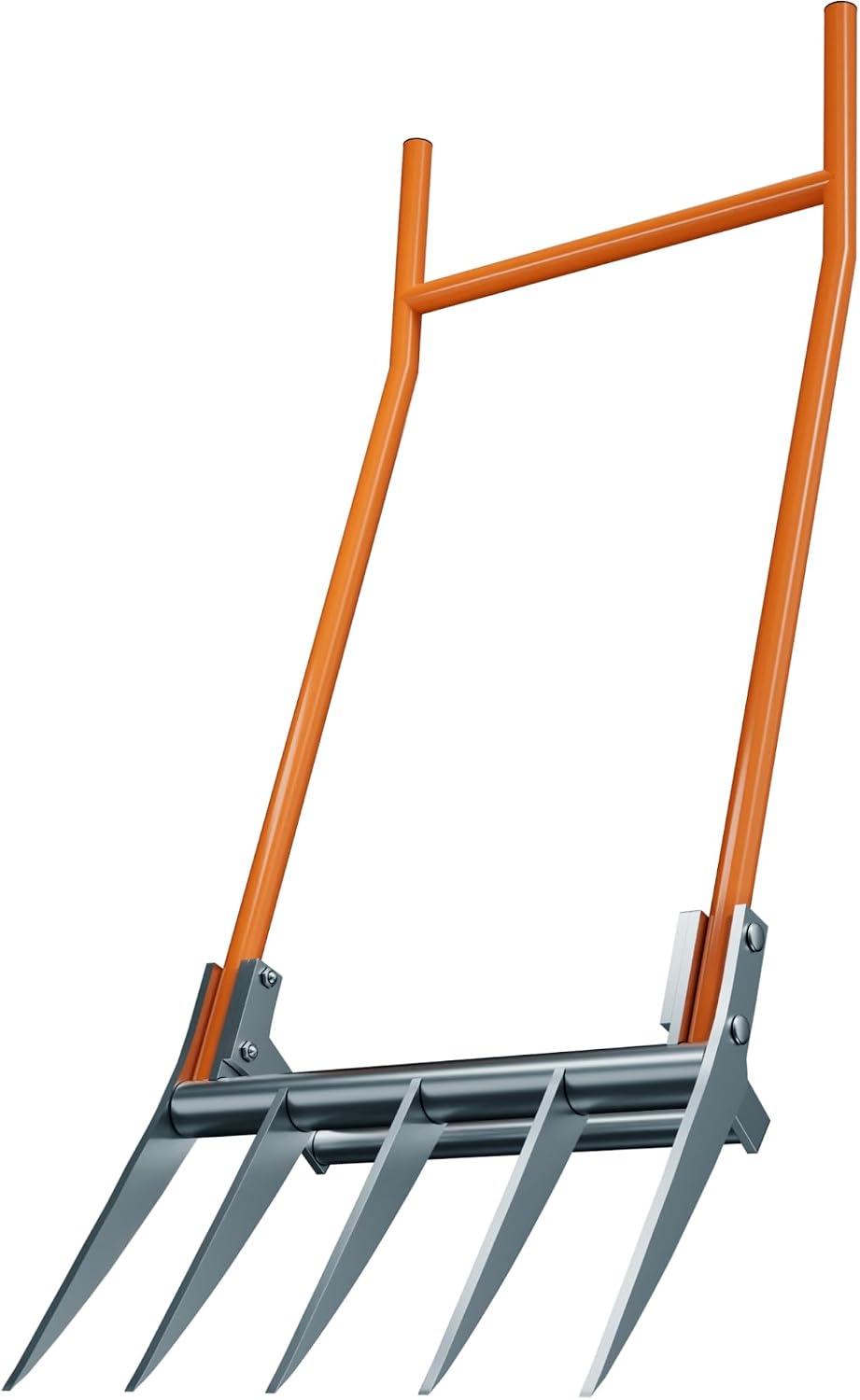 Broadfork Garden-Tool Heavy-Duty Broad Fork - 50cm Wide 5 Tines Digging Fork with Pedals, Robust Durable Garden Fork for Loosening Soil and Weed Removal