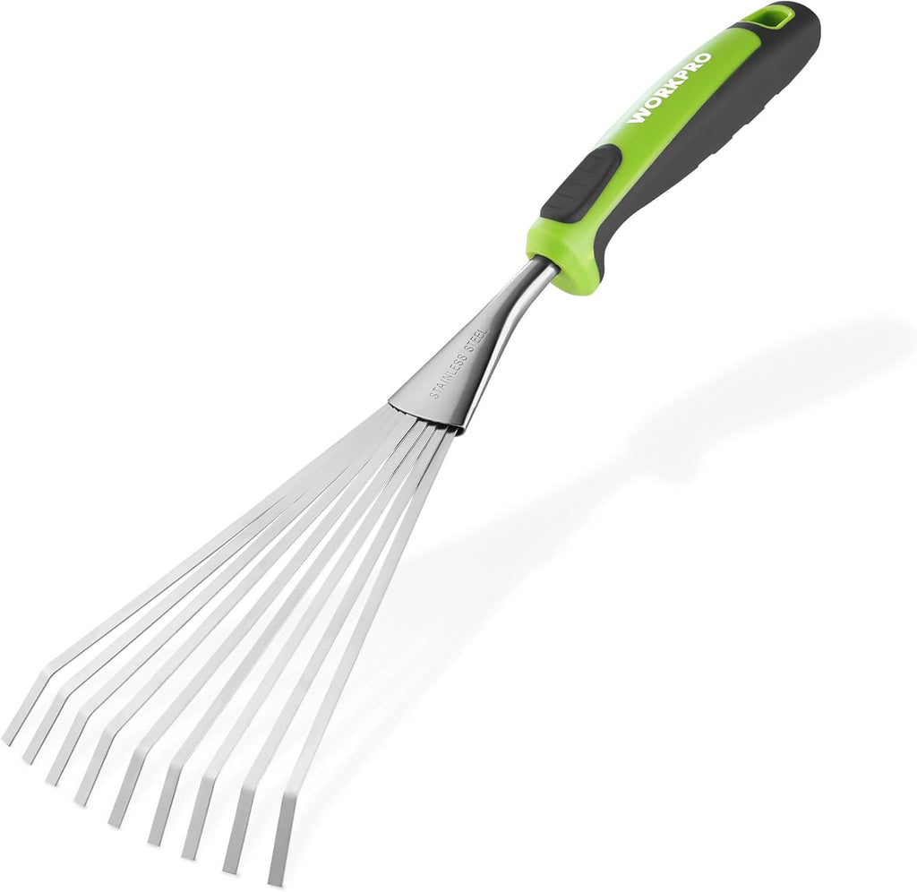 WORKPRO 16" Hand Rake, Garden Rake with Soft Handle