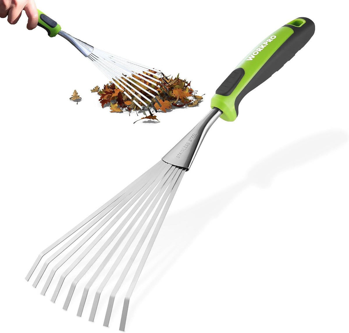 WORKPRO 16" Hand Rake, Garden Rake with Soft Handle