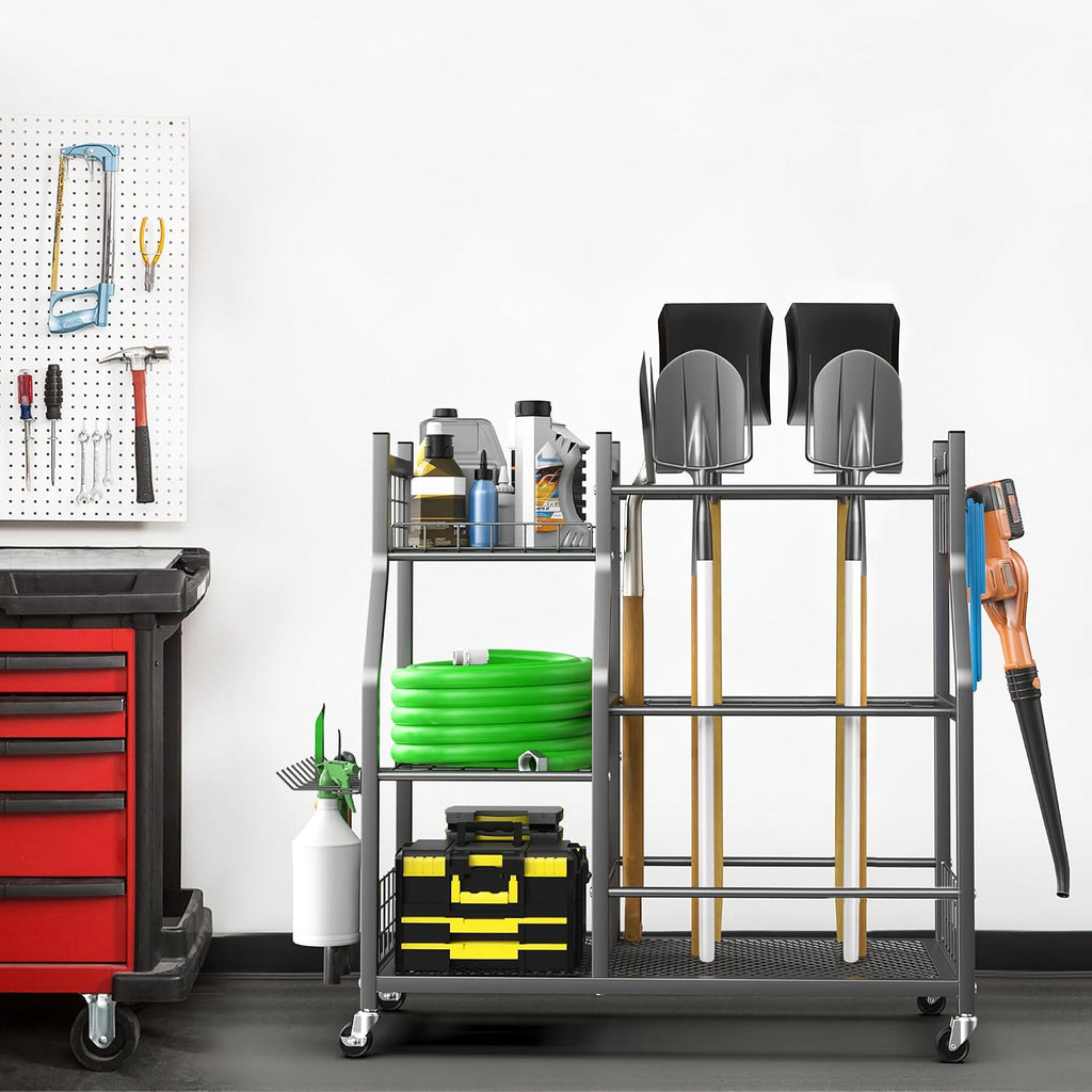 EVERHANGER Garden Tool Organizer Stand, Garage Tool Storage Organization
