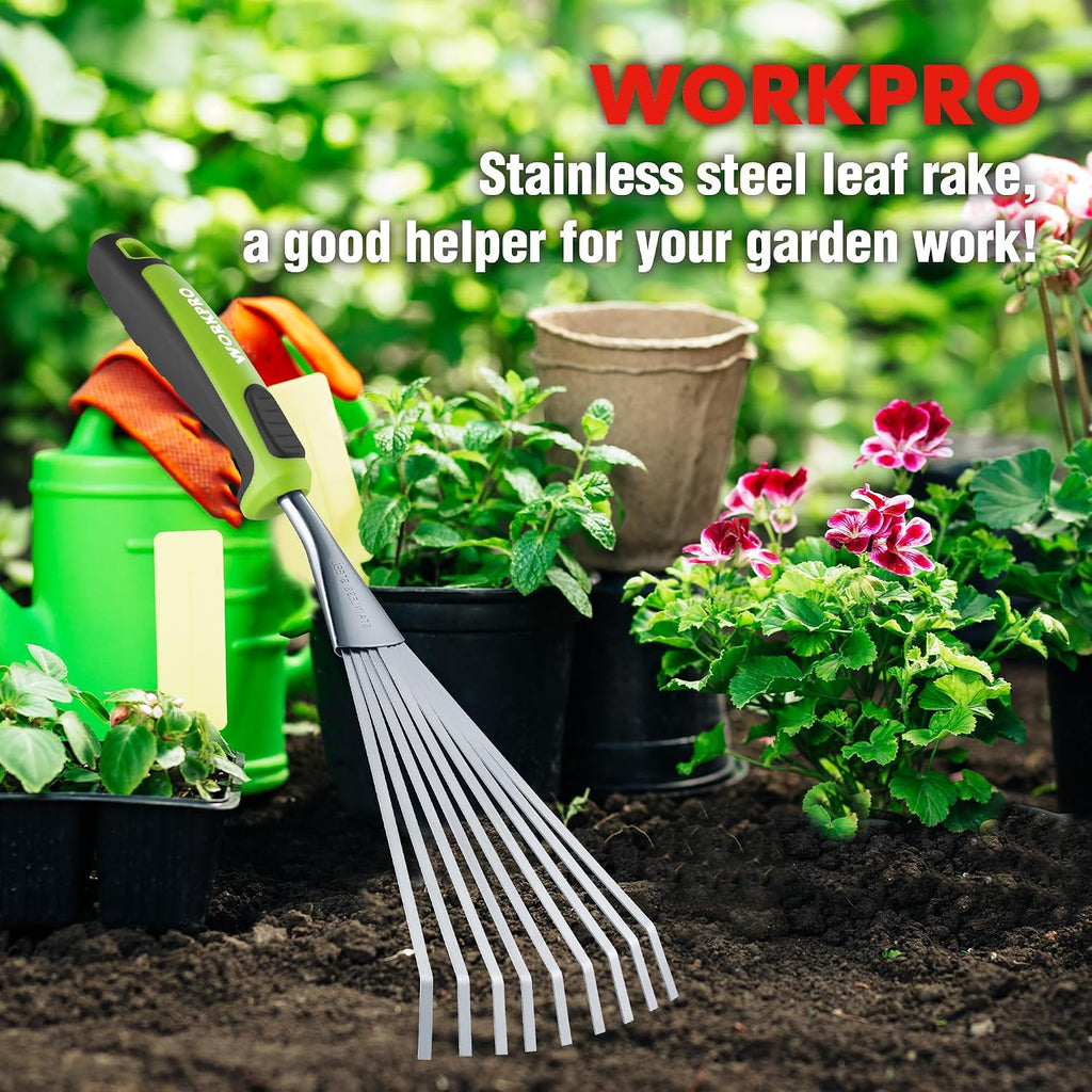 WORKPRO 16" Hand Rake, Garden Rake with Soft Handle