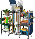 keomaisyto 3-Sided Garden Tool Organizer with Wheels, Garage Storage Rack