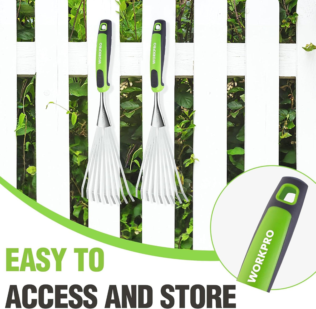 WORKPRO 16" Hand Rake, Garden Rake with Soft Handle