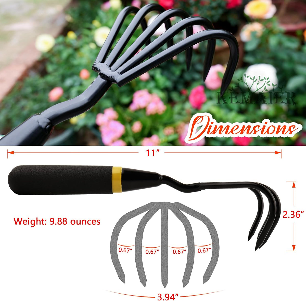 Kemaier 5-Piece Garden Tool Set, Heavy-Duty Stainless Steel Premium Tools