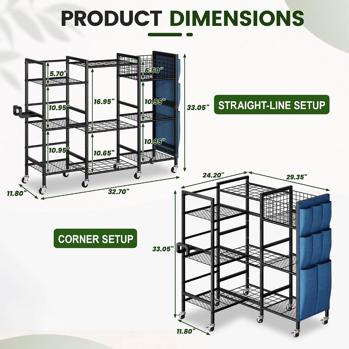 keomaisyto 3-Sided Garden Tool Organizer with Wheels, Garage Storage Rack