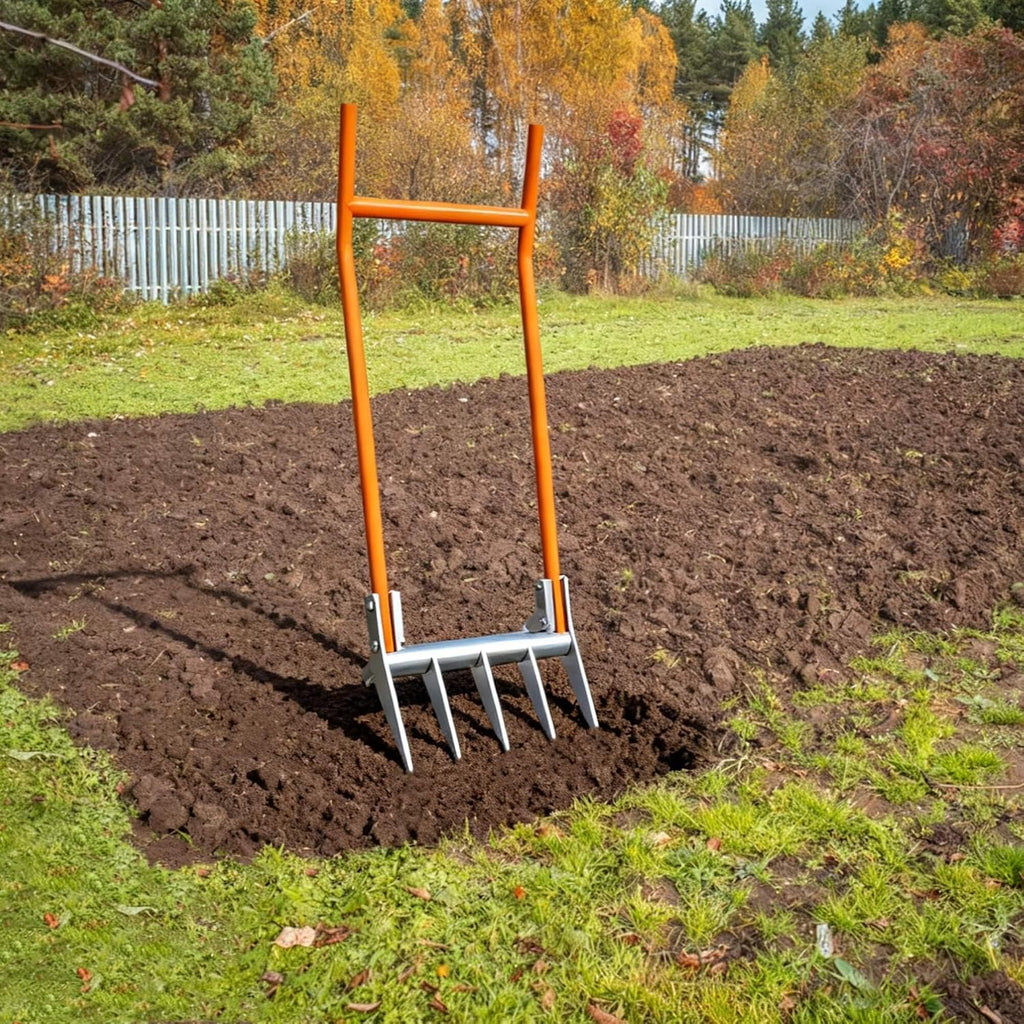 Broadfork Garden-Tool Heavy-Duty Broad Fork - 50cm Wide 5 Tines Digging Fork with Pedals, Robust Durable Garden Fork for Loosening Soil and Weed Removal